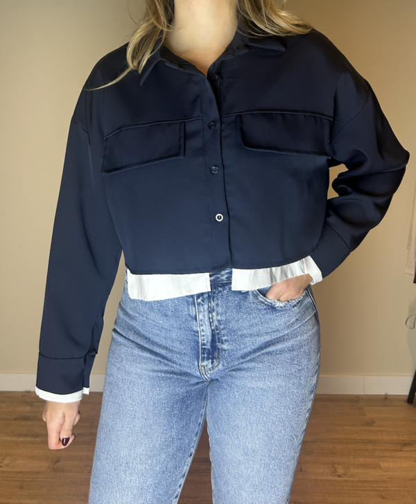 Cropped Blouse Ivy - Navy