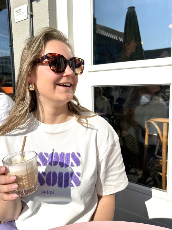 Bisous T-Shirt wit/paars
